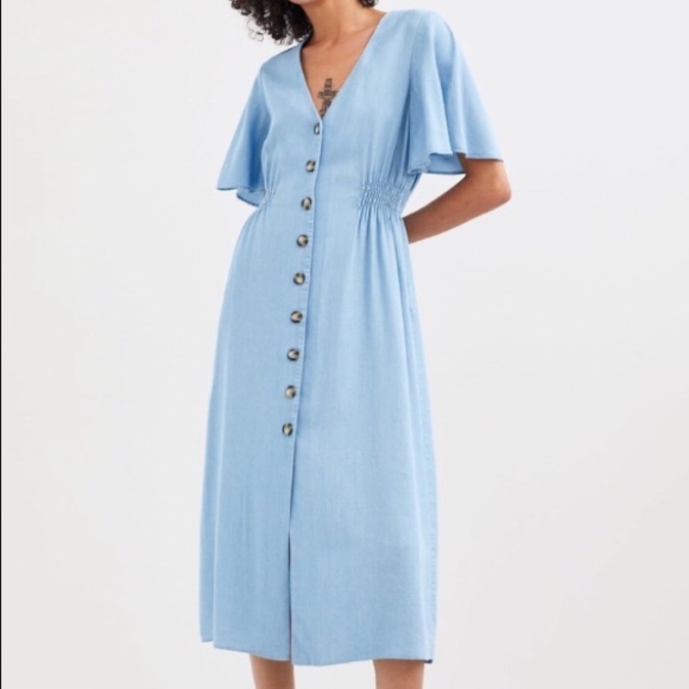 EUC Zara Chambray Midi Dress